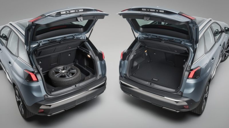 Dimensions du coffre Peugeot 3008 (toutes générations) : quel volume réel avec et sans roue de secours ?