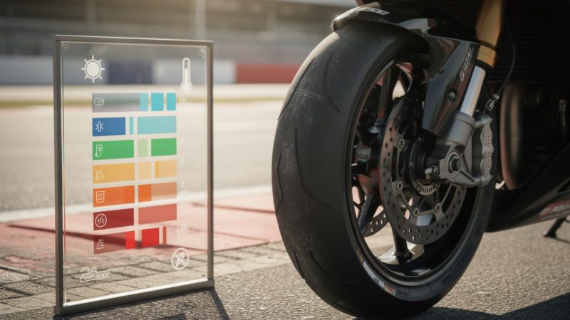 Pression pneus moto circuit : tableau de conversion PSI / Bar selon la température de la piste.