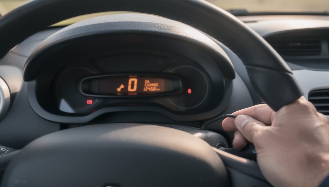 Reset voyant vidange Twingo 2 : la manipulation secrète pour effacer la clé à molette du tableau de bord.